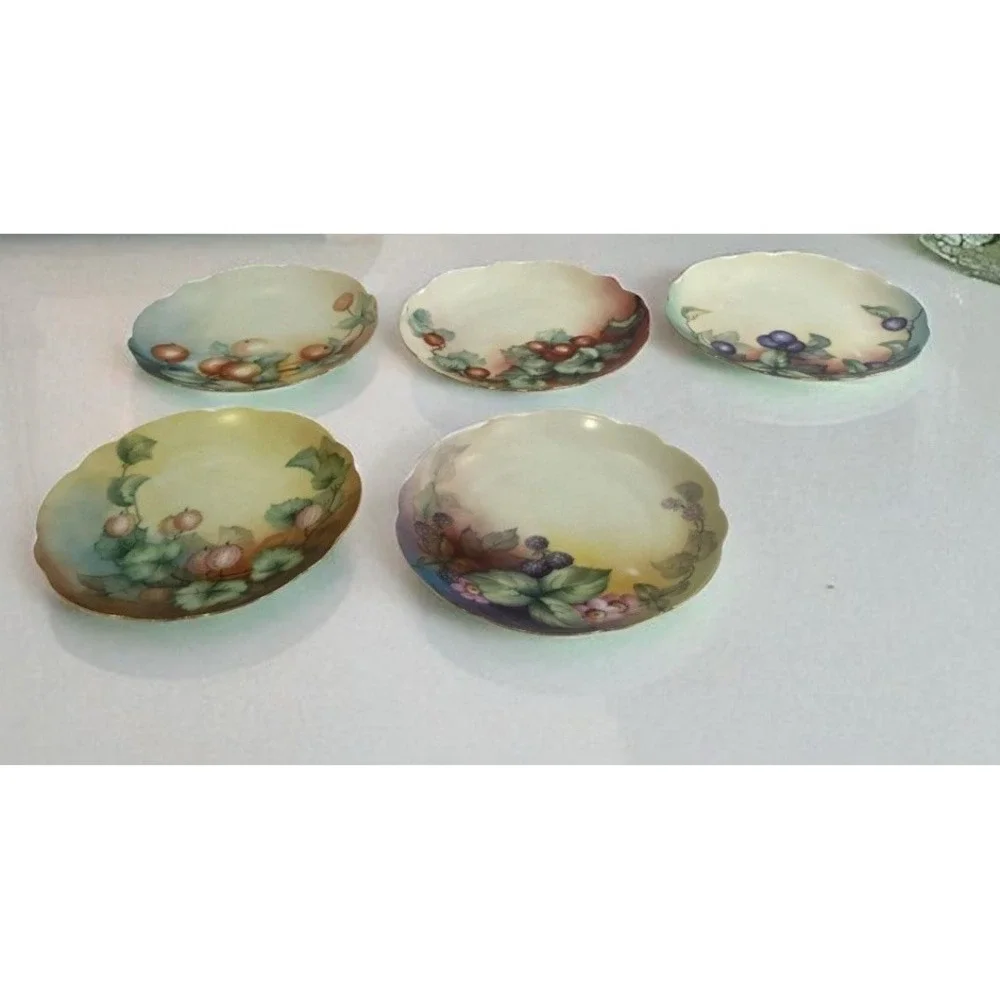 Set Of 5 Rosenthal RC Orchard VTG Plates Hand Painted Art Deco Nouveau 7